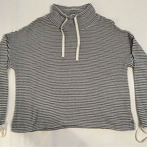 Striped Black and White Pullover long sleeve top with ties mile(s) for Madewell